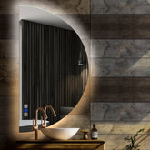 Specchio LED Mezza Luna | Pulsanti touch | Funzione anti-appannamento | Temperatura di colore regolabile - Reyze Serie Ambient Modello 1 - Lato Sinistro